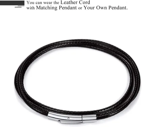 Miniatura 5 de Stainless Steel Pendant Necklace for Men Women, Cool Punk Shark Teeth Necklace, Cross Necklace, Star Of David Necklace, Black Leather Cord, Come