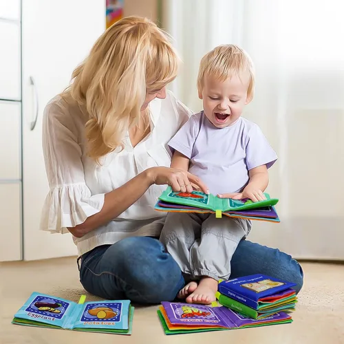 Miniatura 6 de Dr.Rapeti Libros de Tela Suave para Bebés Libros de Baño Paquete de 6 para Bebé Infante Niño Pequeño Niños Arrugados Chirriantes Lavables Colorido 1