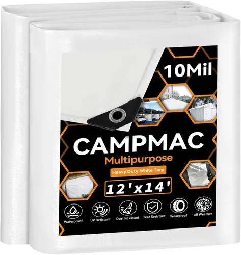Miniatura 45 de Lonas negras resistentes e impermeables de 4x6, 12 mil de grosor, alta durabilidad, resistentes a rasgaduras y roturas con ojales de metal cada 20