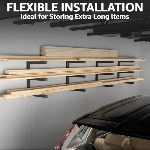 Miniatura 6 de YYR Organizador de madera y estante de almacenamiento de madera, estante de metal resistente con 6 niveles que soporta hasta 1200 libras, uso
