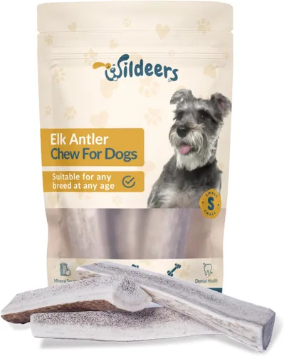 Miniatura 10 de Wildeers Cuernos divididos para perros medianos, paquete de 2, fabricados en Estados Unidos, cuernos de alce de grado A, huesos masticables
