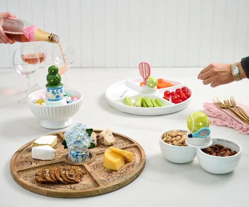 Miniatura 7 de Mud Pie Circa Divided Tray, White, 12 1/4" dia Base para plaquitas intercambiables