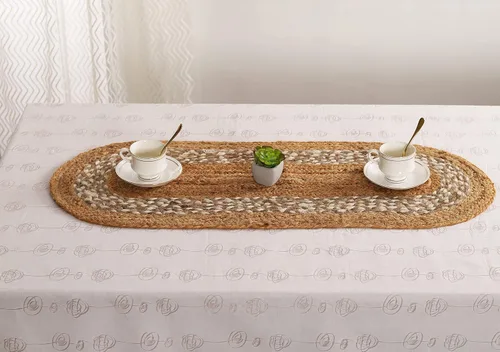 Miniatura 4 de Madhu International Camino de yute, camino de mesa de yute trenzado a mano para decoración de casa de campo, camino de mesa de fibra natural, camino