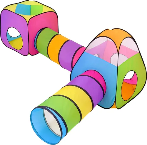 Tienda de Juego Emergente para Niños de 4 Piezas: 2 Túneles de Gateo + 2 Tiendas: Tiendas para Niños, Niñas, Bebés y Niños Pequeños para Interiores