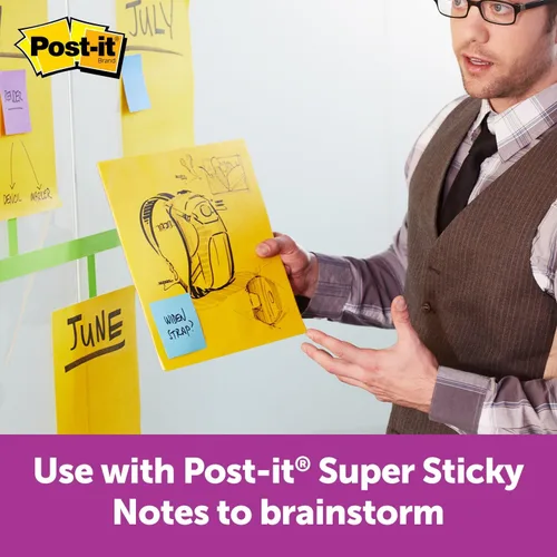 Miniatura 4 de Post-it Notas grandes súper adhesivas, 11 pulgadas x 11 pulgadas, notas adhesivas extra grandes verde neón, 1 bloc, 30 hojas, ideal para tableros