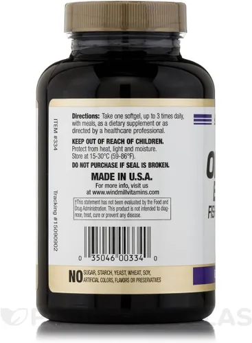 Miniatura 3 de Windmill Aceite de pescado Omega 3 1,000 mg cápsulas blandas, 90 ct