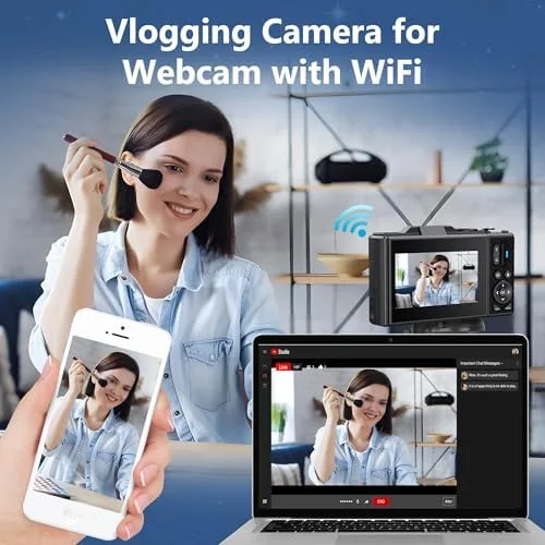 Miniatura 5 de Cámara digital de 64 MP con vlogging 4K y zoom de 18X, pantalla abatible compacta para niños y niñas