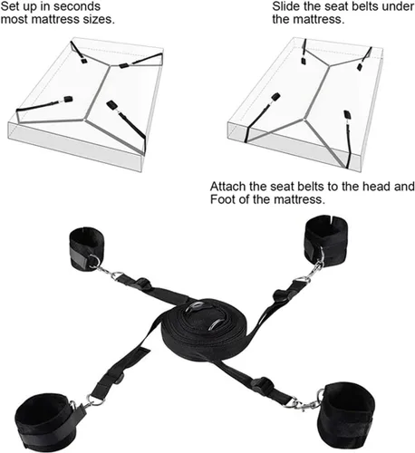 Miniatura 6 de Correas de cama para sujetar lazos sexuales para tobillos y muñecas King Bed Bondaged Restricciones sexuales Esposas sexuales Cuerda y cuerda BDSM