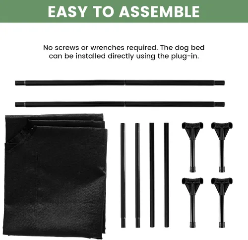 Miniatura 4 de Cama elevada para perros para exteriores, catre elevado grande con malla lavable, cuna refrescante para mascotas, a prueba de mordidas para Negro