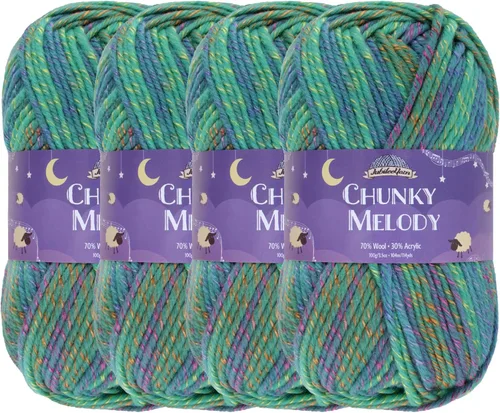 Miniatura 26 de JubileeYarn Chunky Melody - Hilo para tejer 100g/madeja, mezcla de lana gruesa, color maíz naranja - 2 madejas 15 Maíz Naranja