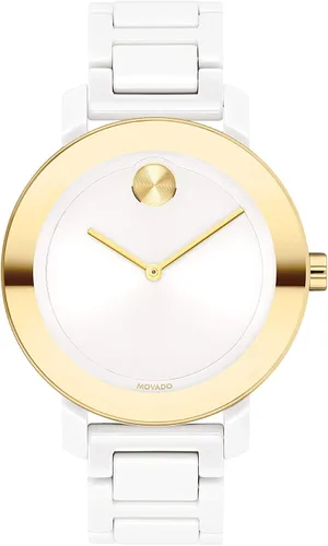 Movado Bold Evolution Swiss Qtz - Reloj casual de acero inoxidable y cerámica para mujer, color blanco (modelo 3600710), Blanco, Cerámica - 3600710