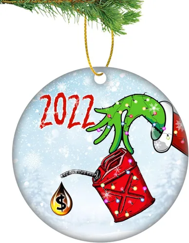 Divertido adorno para árbol de Navidad de gas 2022, adornos de árbol de Navidad de gas aspirado, accesorios divertidos de cerámica para colgar en el