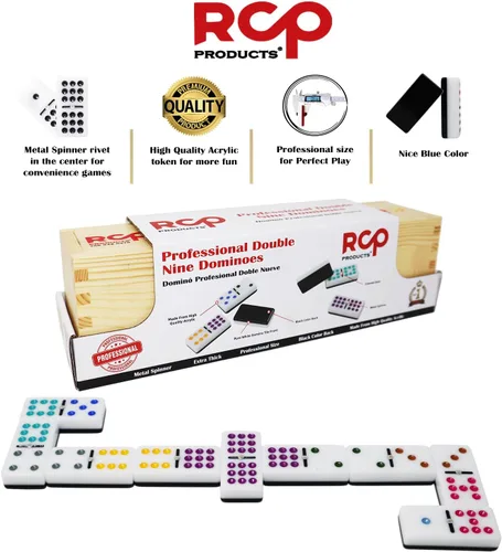 Miniatura 2 de Juego de Dominó para Adultos – Juego Profesional de Dominó Doble 9 de 55 Fichas, Giratorio de Metal, Juego de Mesa Clásico y de Viaje con Estuche