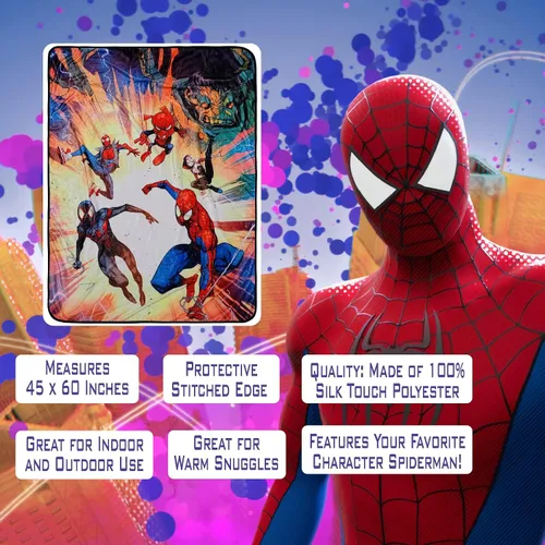 Miniatura 2 de Marvel Spider-Man Personajes Manta de Forro Polar Más Suave y Cómoda para Adultos y Niños Mide 60 x 45 Pulgadas Spider-man Spider-verse2