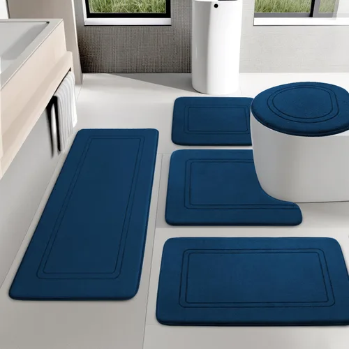 Miniatura 19 de YIHOUSE Juego de alfombras de baño de espuma viscoelástica, juego de 2 piezas, tapetes de baño antideslizantes para baño, juego de alfombras de baño