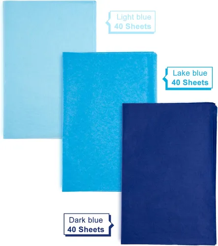 Miniatura 3 de Whaline 120 hojas de papel de seda azul degradado surtido de papel de regalo azul de 15 x 20 pulgadas, papel de seda de papel de seda
