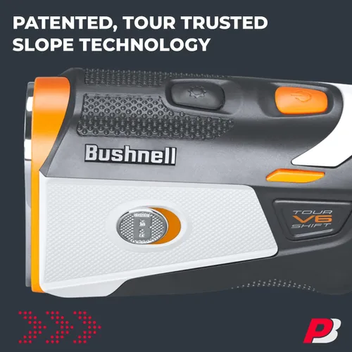 Miniatura 4 de Bushnell Tour V6 Golf Rangefinder Bundle – PinSeeker con Visual JOLT, BITE soporte magnético – Incluye toalla de microfibra PlayBetter y batería CR2