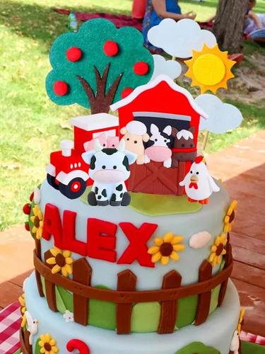 Miniatura 9 de JeVenis Little Farm - Juego de decoración de tartas de animales de granja, ovejas, vacas, cerdos para baby shower y fiestas de cumpleaños