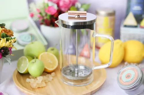 Miniatura 2 de Teabloom Prensa de té con mango de cobre y filtro de acero inoxidable, elección del conocedor del té, máquina de té Pekoe, 20 onzas