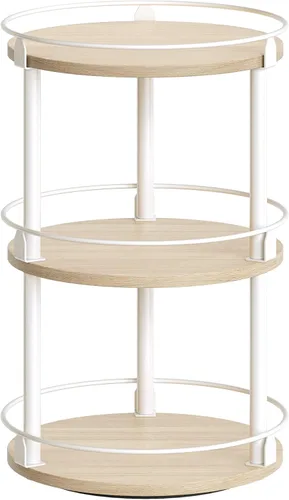 Miniatura 11 de YATINEY Lazy Susan SR22BR - Organizador giratorio para especias, organizador de platos giratorios de 2 niveles, soporte industrial para especias