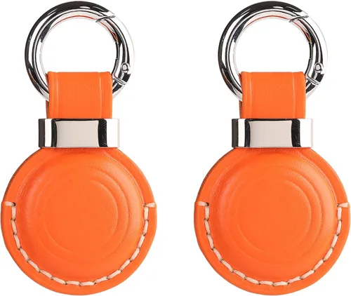 Miniatura 12 de Llavero de cuero genuino compatible con Airtag, soporte seguro para llavero de AirTag, accesorios para llavero AirTag - Marrón V2.0