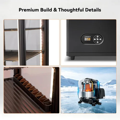Miniatura 7 de Tylza Vitrina refrigerada para encimera, refrigerador comercial de 2.7 pies cúbicos/78L, vitrina con luz LED, puerta de vidrio doble, 32-54°F