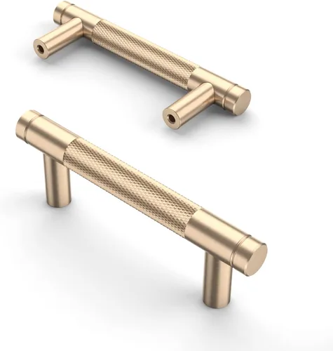 Miniatura 35 de Asidrama - Paquete de 10 tiradores para gabinete de 3 pulgadas (76mm) de color negro mate y bronce champán, manijas estriadas para gabinete