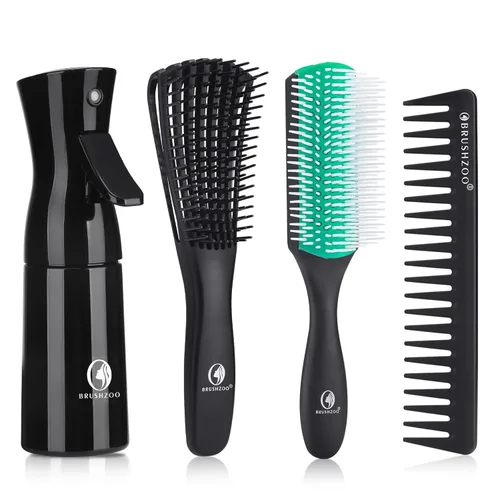 Miniatura 10 de BRUSHZOO - Juego de cepillos para el cabello para mujeres, hombres y niños, cepillos desenredantes para cabello rizado y natural 3/4abc, peine