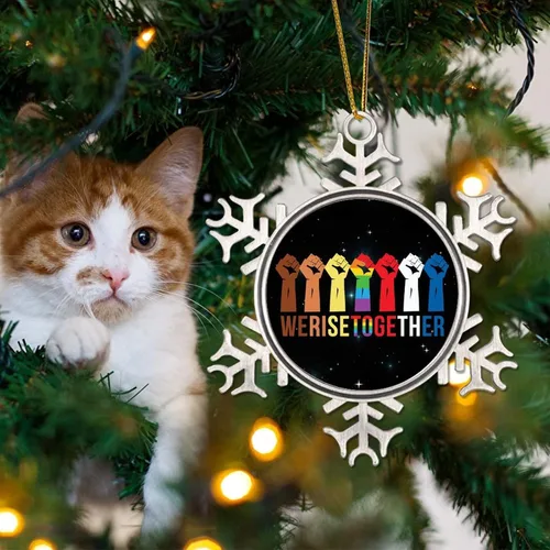 Miniatura 4 de We Rise Together LGBTQ - Adorno colgante para árbol de Navidad, Pansexual, transgénero, LGBTQ, arco iris gay, decoración de árbol de Navidad