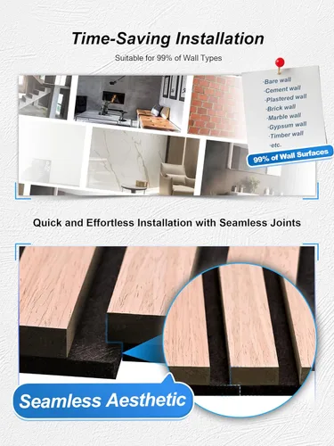 Miniatura 3 de Mollywell Paneles de madera para pared, instalación que ahorra tiempo, decoración de pared de listones de madera versátil, diseño acanalado mejorado