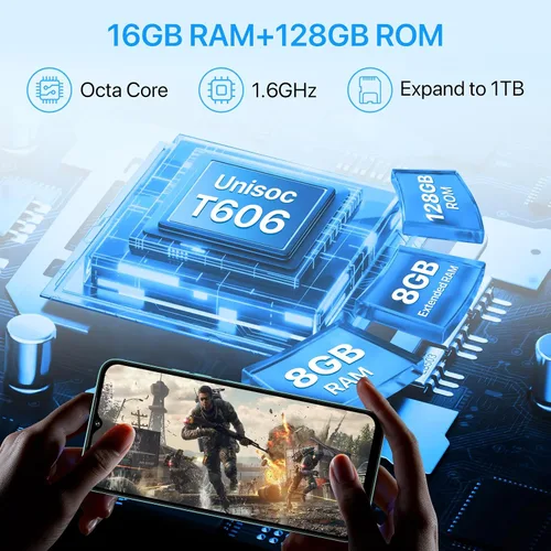 Miniatura 5 de UMIDIGI Teléfono inteligente G5 Android 13, 5000mAh 8+128GB/TF 1TB Expand, Pantalla ultra delgada de 6.6 pulgadas, Cámara AI de 50MP, huella
