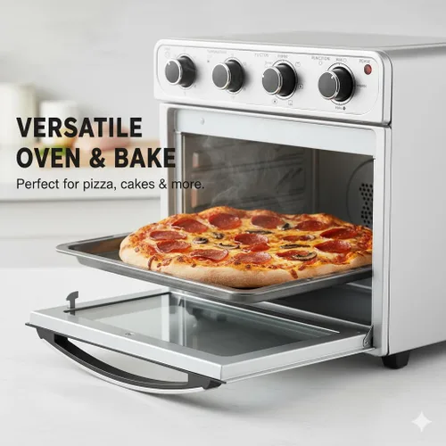 Miniatura 3 de HealSmart Combo de horno tostador 4 en 1, horno de convección de encimera grande de 26 cuartos con horno, asar, asar y deshidratar, incluye sartén