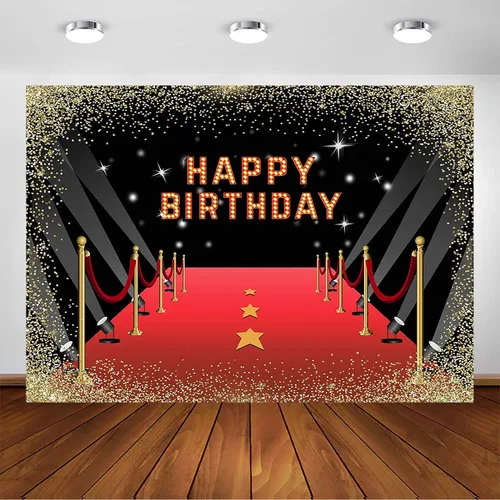 Miniatura 6 de Avezano Telón de fondo de alfombra roja para fiesta temática de noche de película, sesión de fotos, fondo de fotografía, alfombra roja con purpurina