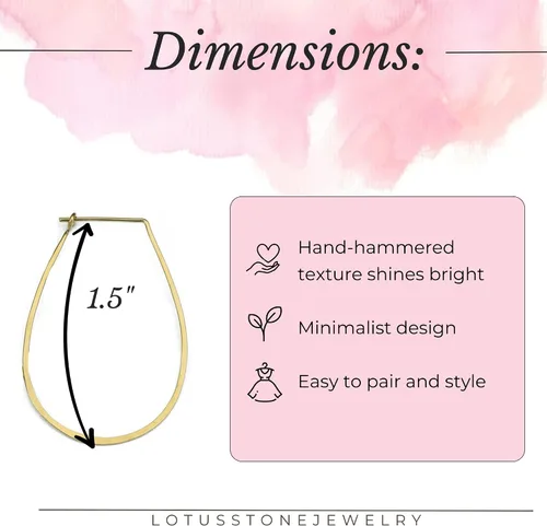 Miniatura 131 de Aretes de aro finos martillados, elegantes plata esterlina geométrica sólida, relleno de oro y relleno de oro rosa; para mujer por Lotus Stone
