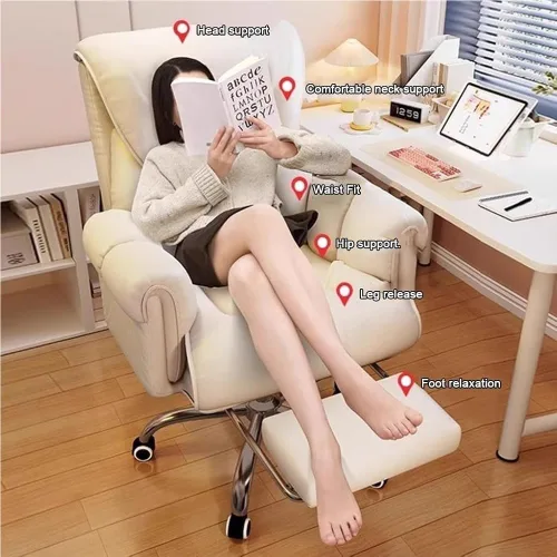 Miniatura 4 de Big and Tall Heavy Duty Executive Desk Chair 450Lb Capacity High Back Reclining with Footrest Lumbar Support Ergonomic Leather Seating,White-One