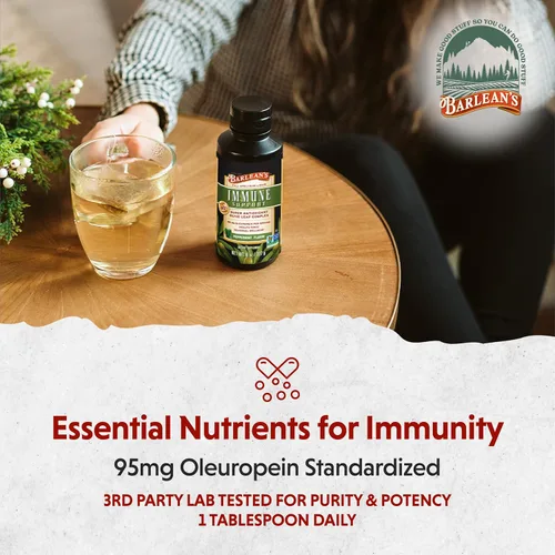Miniatura 5 de Barlean's Suplemento líquido de apoyo inmunológico con complejo de hoja de olivo de menta, 95 mg de antioxidantes de oleuropeína, 16 onzas