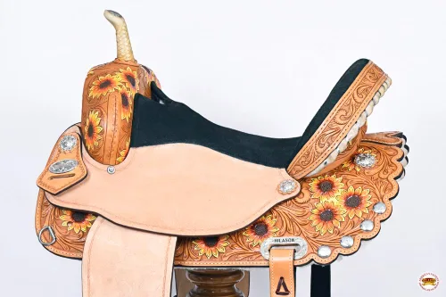 Miniatura 5 de HILASON Flex Tree Western Horse Saddle American Leather Trail Sillín Americano Sillín de Cuero Sillín Western Sillín para caballos Sillín