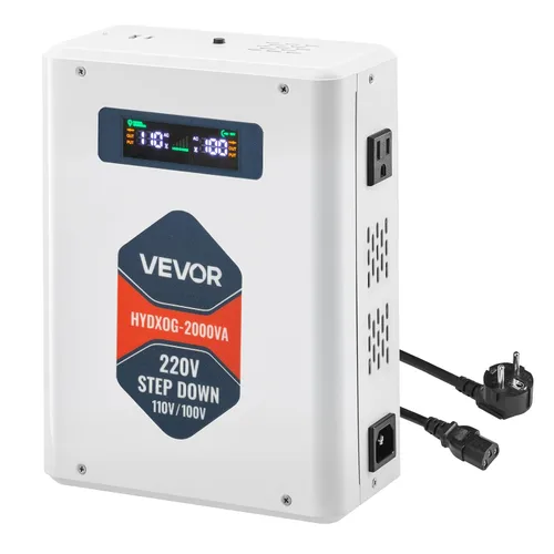 Miniatura 9 de VEVOR Convertidor de Voltaje Reductor, 2000VA, Convertidor de Energía de Voltaje de Servicio Pesado, Transformador de Energía de 220V a 110V, con 2