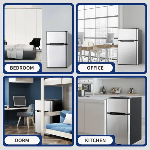 Miniatura 9 de Mini refrigerador de 3.2 pies cúbicos con congelador, refrigerador retro de 2 puertas y congelador de bajo ruido, eficiencia energética, 7 modos