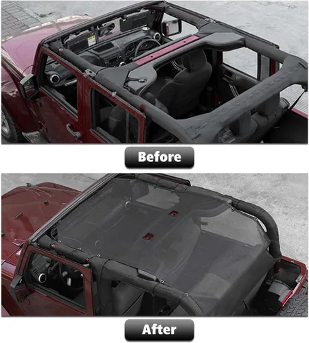Miniatura 3 de Parasol de malla para protección UV, accesorios exteriores para Jeep Wrangler JK de 2 puertas 2007-2017, estilo extendido