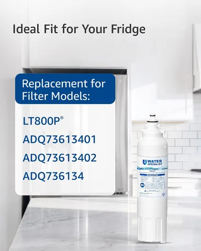 Miniatura 3 de Waterspecialist ADQ73613401 Filtro de agua para refrigerador, repuesto para LG® LT800P®-6 meses/200 galones, ADQ73613408, ADQ73613402, ADQ75795104