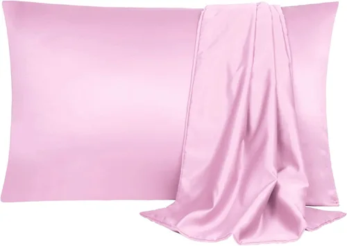 Miniatura 33 de uxcell Paquete de 2 fundas de almohada de satén de seda para cabello y piel, frescas, sedosas, suaves y transpirables, tamaño estándar de 20 x 26
