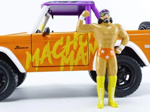 Miniatura 6 de Jada Toys WWE 1:24 1973 Ford Bronco - Coche fundido a presión con figura de Macho Man Randy Savage de 2.75 pulgadas, juguetes para niños y adultos