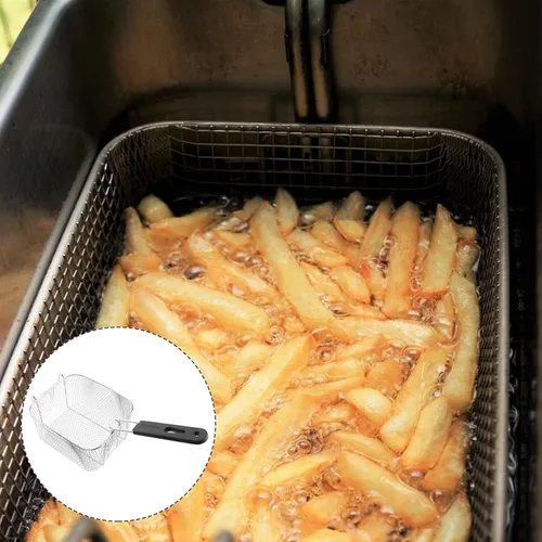 Miniatura 8 de BESTonZON Cesta mediana de acero inoxidable para freír con chispas francesas, para servir alimentos, con asa, apta para ollas de hasta 5/6 L
