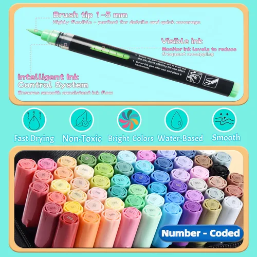 Miniatura 2 de Juego de marcadores de pintura acrílica con bolsa, sistema de control de tinta líquida directa con punta suave, bolígrafos de pintura acrílica
