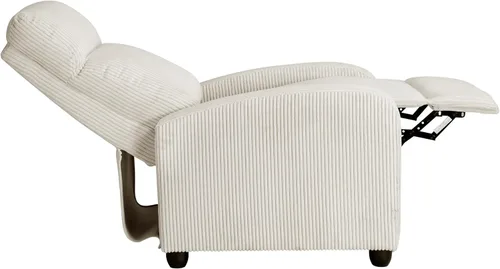 Miniatura 15 de Lexicon Sillón Reclinable de Pana con Respaldo Abatible, Silla de Brazo Reclinable con Respaldo de Empuje, Marco de Madera Maciza y Base de Metal