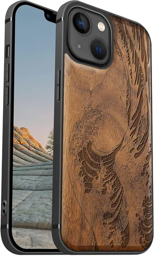 Miniatura 21 de Carveit Funda magnética de madera para iPhone 13 [madera natural y TPU suave] Funda protectora de madera única y elegante a prueba de golpes