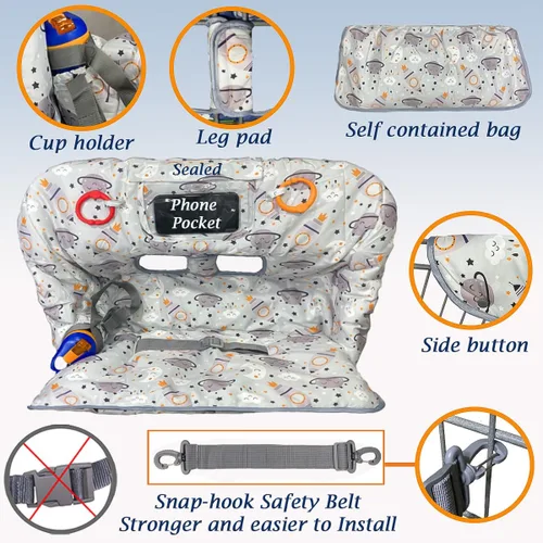 Miniatura 3 de Funda para carrito de compras para bebé, cubierta para carrito de compras para bebé niño y bebé niña, cubierta para silla alta para bebé y niño Gris