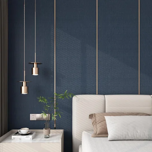 Miniatura 2 de YENHOME Papel tapiz de vinilo azul oscuro con textura para despegar y pegar, papel de pared texturizado de 17.7 x 118 pulgadas, papel tapiz