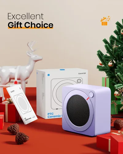 Miniatura 7 de Gaiatop Mini calentador de espacio, ligero PTC de cerámica de calentamiento rápido, 500 W, eficiencia energética para uso en interiores, Morado